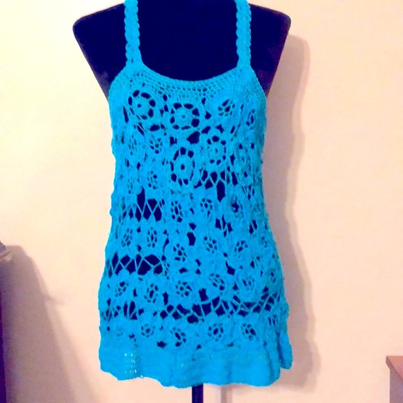 SOLD Crochet Lace Beach Boho Cover Up - Picture 3 of 3